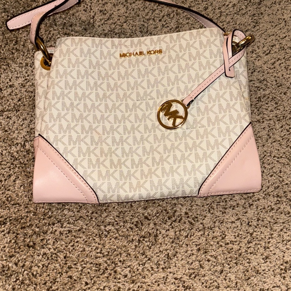 Michael Kors Pink and Cream Shoulder Bag